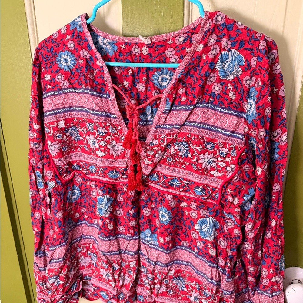 Spell & the Gypsy red and blue blouse